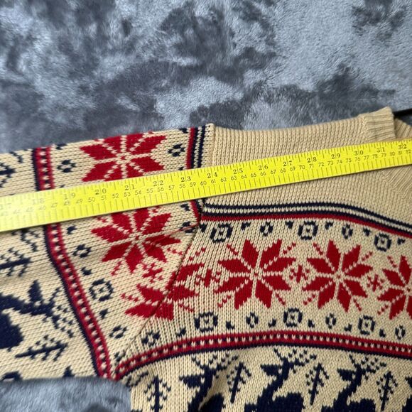 Young Bloods Pullover Sweater Long Sleeve Snowflake X-Large Crewneck Beige - Picture 6 of 7